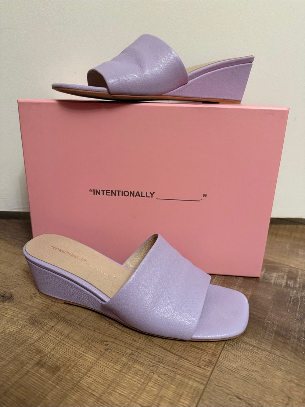 INTENTIONALLY BLANK Lilac Wedge Slide Sandals